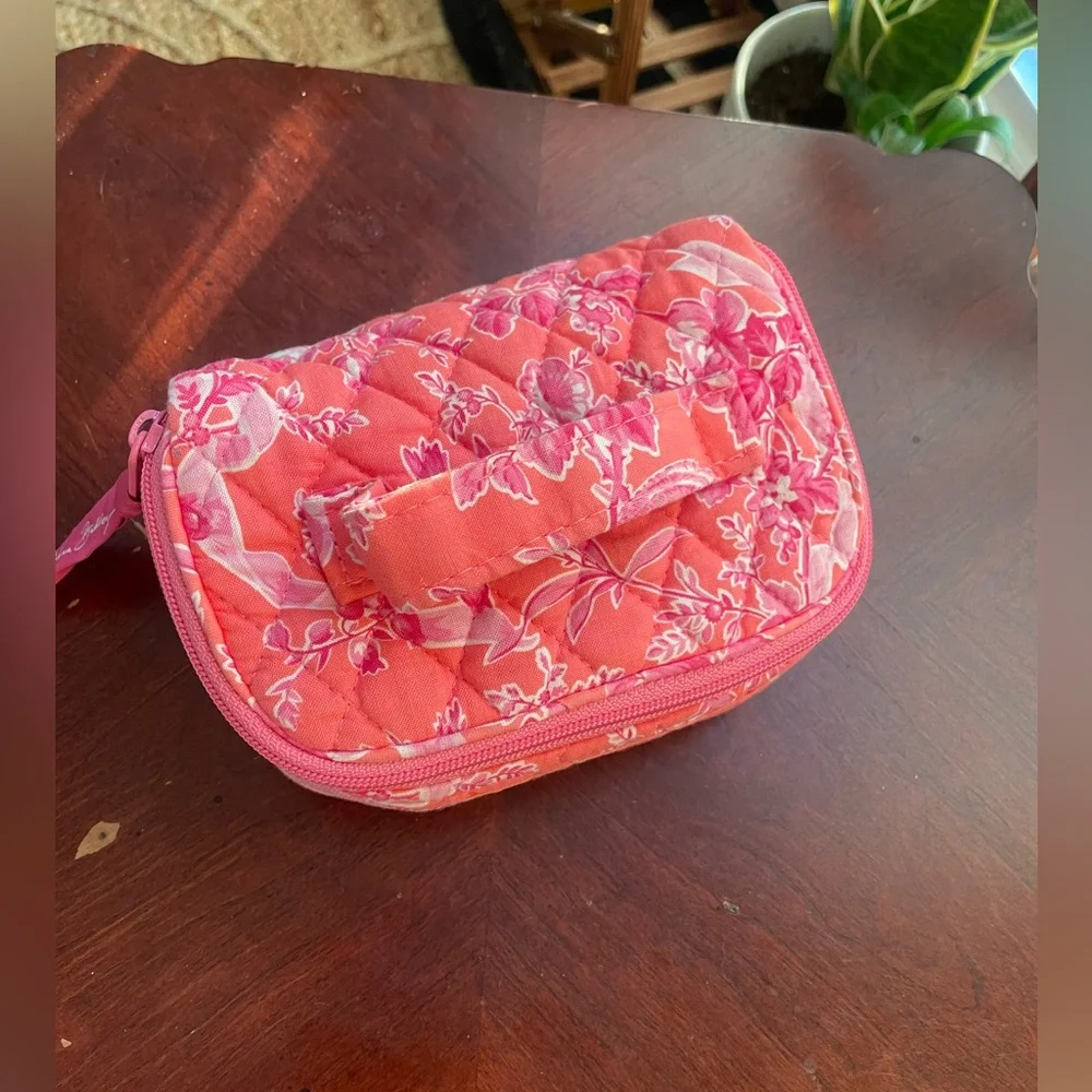Vera Bradley Pink Coral Floral Quilted Cosmetic Case